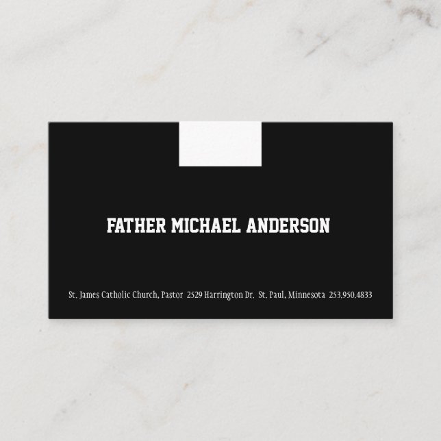 Tarjeta De Visita Sacerdote católico Collar de Clérigos Negros Busi  (Anverso)