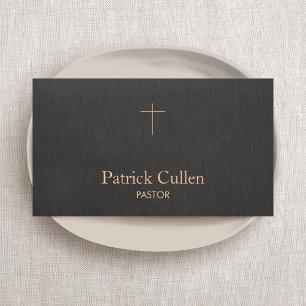 Tarjeta De Visita Sacerdote simple pastor crucifijo negro