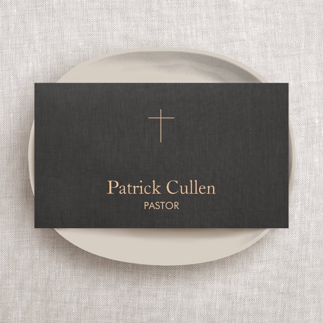 Tarjeta De Visita Sacerdote simple pastor crucifijo negro (Subido por el creador)