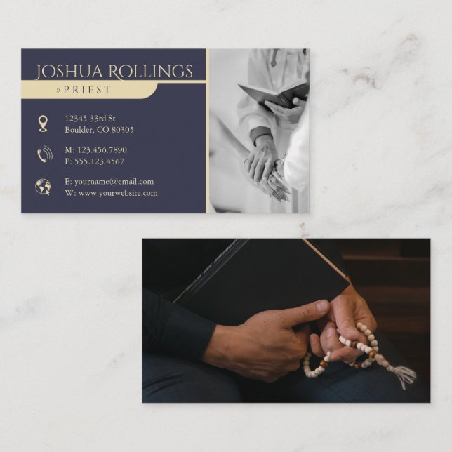Tarjeta De Visita Sacerdote | Su Foto Cristiana (Anverso / Reverso)
