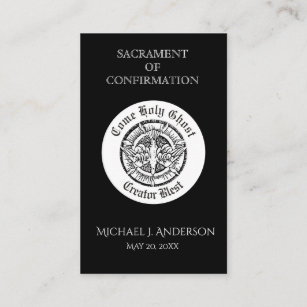 Tarjeta De Visita Sacrament Confirmation B&W Dove Elegant Holy Card