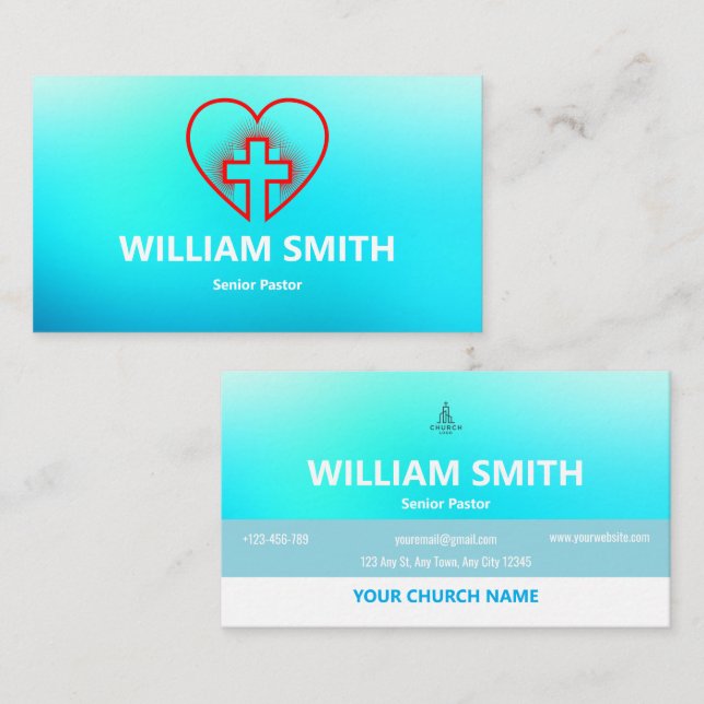 Tarjeta De Visita Sacred Heart Pastoral Business Card (Anverso / Reverso)