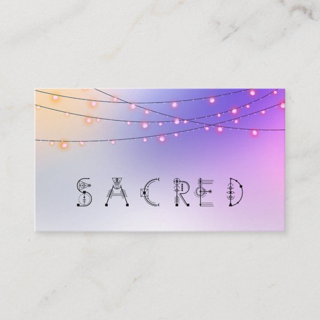 Tarjeta De Visita *~* SACRED Pastel String Lights Psychic Reiki (Anverso)
