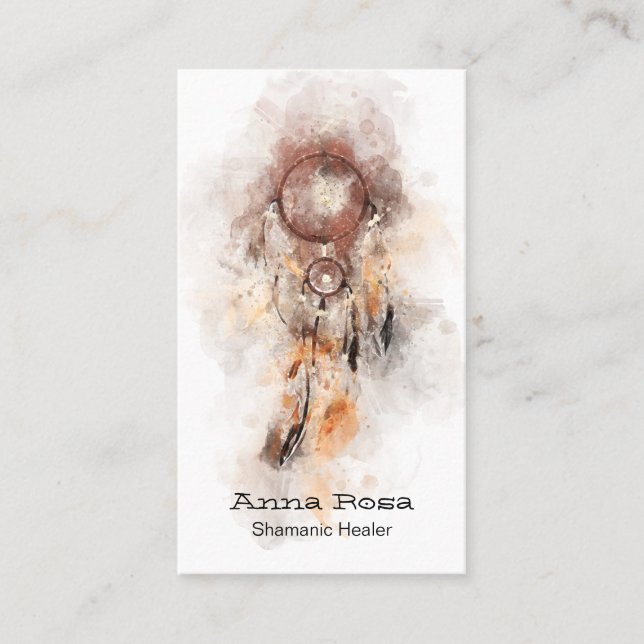 Tarjeta De Visita *~ Sacro Shamanic Dream Catcher QR Tribal Shaman (Anverso)