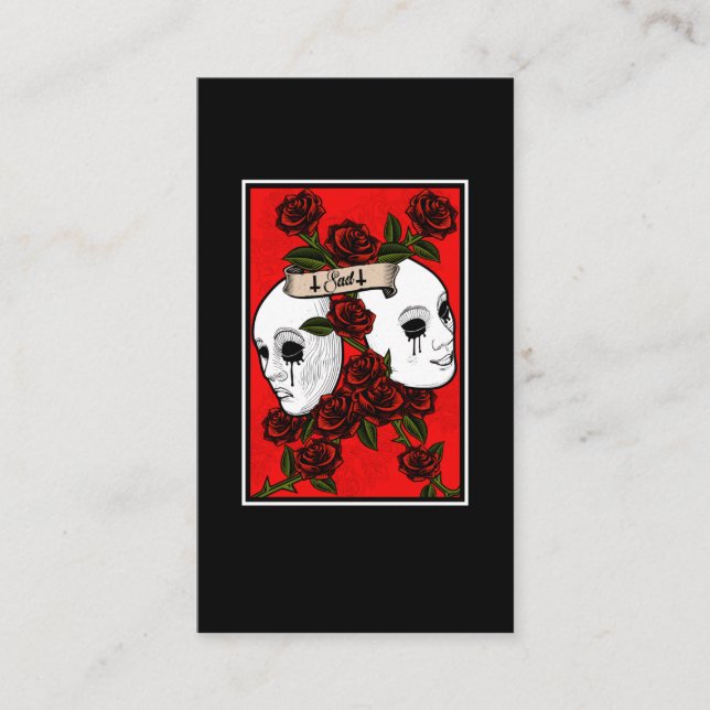 Tarjeta De Visita Sad Theater Mask Flowers Pastel Goth (Anverso)