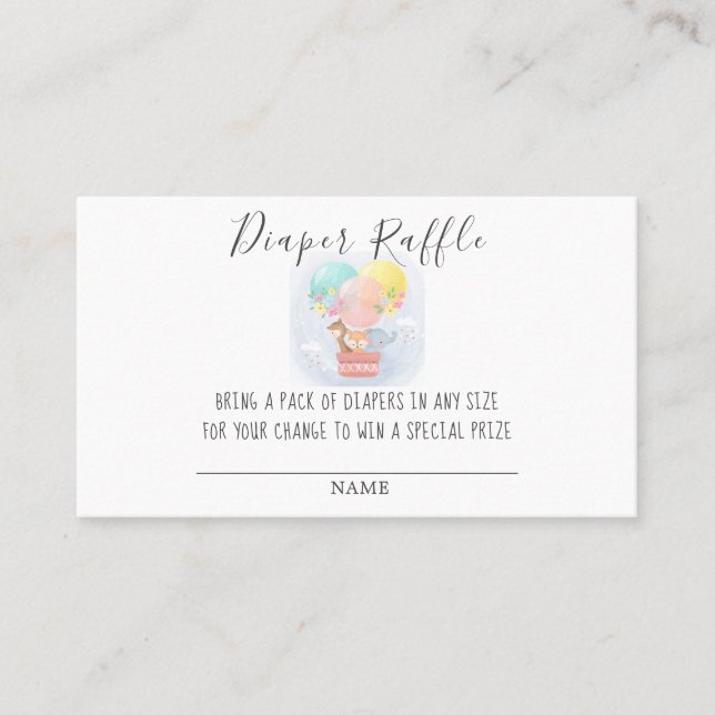 Tarjeta De Visita Safari Animal Diaper Raffle Baby Shower (Anverso)