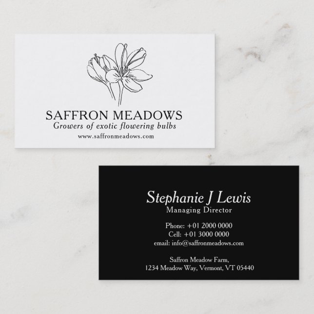 Tarjeta De Visita Saffron farm plant bulb suppliers business card (Anverso / Reverso)