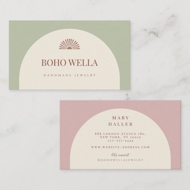 Tarjeta De Visita Sage Blush Pink Arch Business Card (Anverso / Reverso)