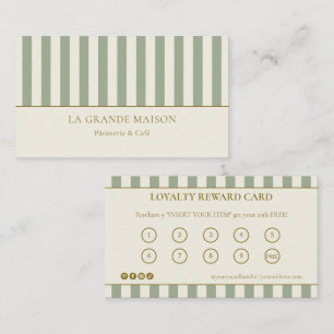 Tarjeta De Visita Sage & Cream Stripes Panadería Francesa Puntos por