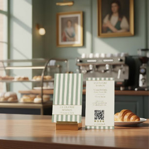 Tarjeta De Visita Sage Franjas Verticales Código QR Francés Panaderí