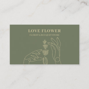 Tarjeta De Visita Sage Gold Florist Botánico Manos Retenidas