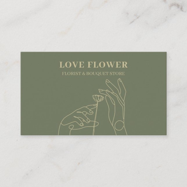 Tarjeta De Visita Sage Gold Florist Handdraw Botanic (Anverso)