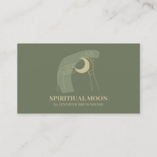 Tarjeta De Visita Sage Gold Hands Curación Energética Lunar Reiki