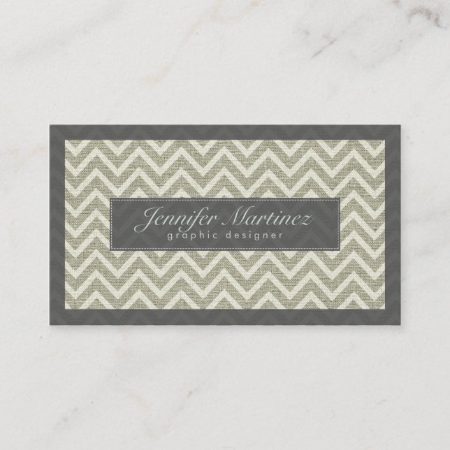 Tarjeta De Visita Sage Greem White Chevron Pattern Lingua look (Anverso)