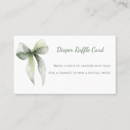 Tarjeta De Visita Sage Green Bow Diaper Raffle Card