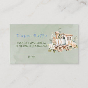 Tarjeta De Visita Sage Green Choo Choo Train Diaper Raffle
