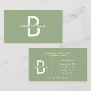 Tarjeta De Visita Sage Green Elegant Monograma profesional moderno