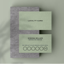 Tarjeta De Visita Sage Green Linen Texture Loyalty Card