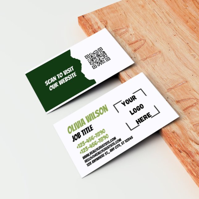 Tarjeta De Visita Sage Green Modern Elegant QR Business Card (Subido por el creador)