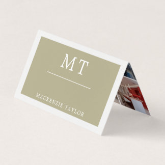 Tarjeta De Visita Sage Green Simple Elegant Professional 9 Photo