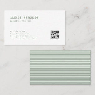 Tarjeta De Visita Sage Green Simple Typography Código QR Minimalista