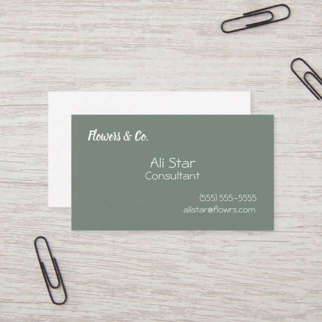 Tarjeta De Visita Sage Green Solid Business Cards (Anverso/Reverso In Situ)