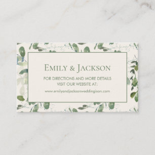 Tarjeta De Visita Sage Moss Green deja sitio web de cream Boda