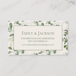 Tarjeta De Visita Sage Moss Green deja sitio web de cream Boda