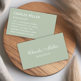 Tarjeta De Visita Sage Sage Simple Moderno Guión Elegante Verde Blan