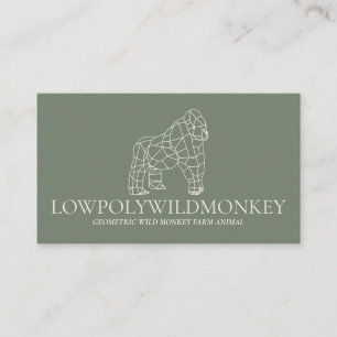 Tarjeta De Visita Sage Verde Animal Gorila Mono Lowpoly