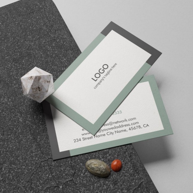 Tarjeta De Visita Sage verde gris y blanco moderno (Subido por el creador)