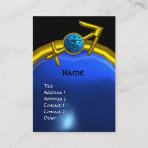Tarjeta De Visita SAGITTARIO MONOGRAM zafiro azul amarillo