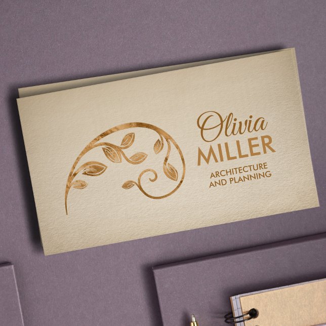 Tarjeta De Visita Sagrada Geometría Rama de Espiral Dorada (Subido por el creador)