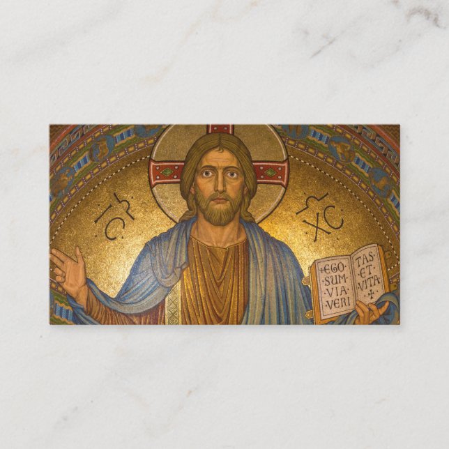 Tarjeta De Visita Sagrado Corazón De Jesús Mosaico (Anverso)