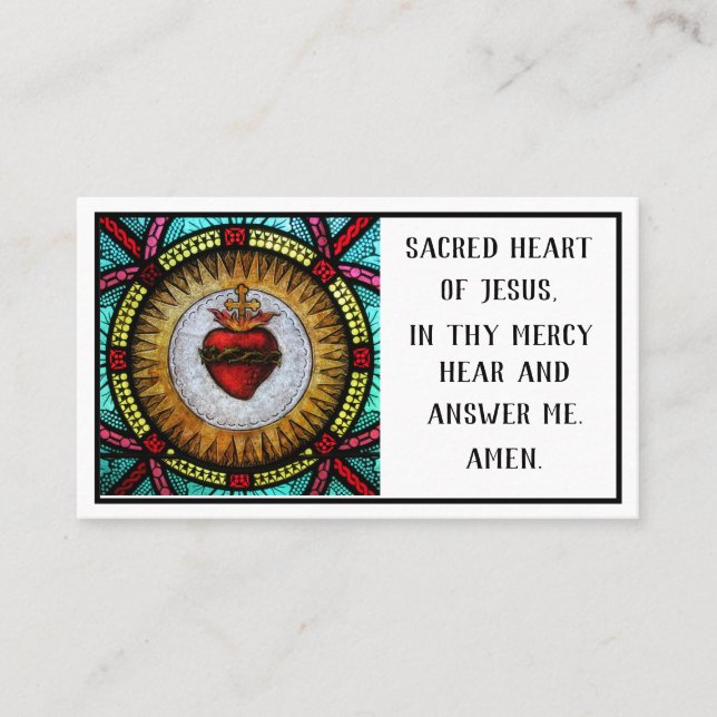 Tarjeta De Visita Sagrado Corazón de Jesús Pidiendo Cartas (Anverso)