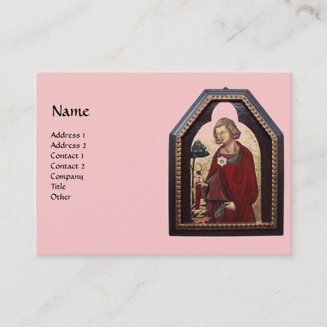 TARJETA DE VISITA SAINT GALGANO / LEYENDA DE LA ESPADA EN LA ROCA (Anverso)