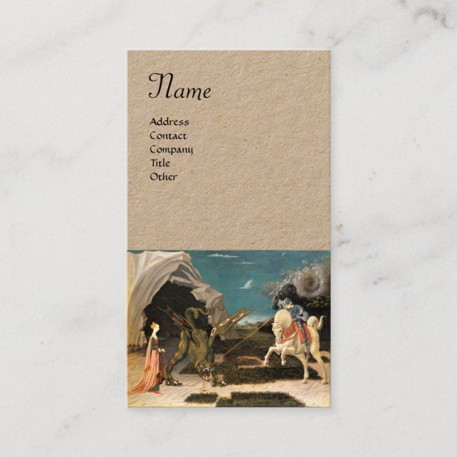 Tarjeta De Visita SAINT GEORGE, DRAGON Y PRINCESS Parchment Kraft (Anverso)