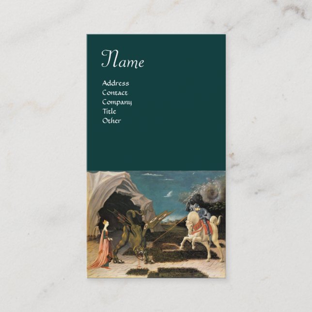 Tarjeta De Visita SAINT GEORGE Y EL DRAGÓN, marrón, verde azul (Anverso)