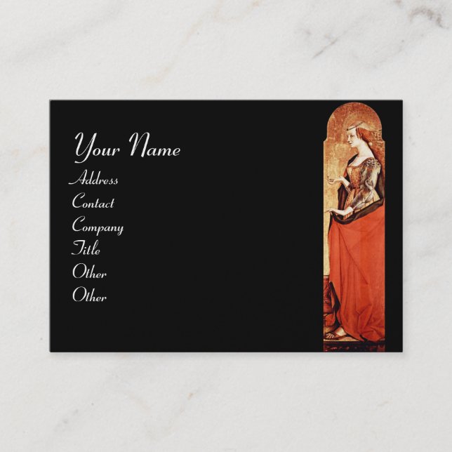 Tarjeta De Visita SAINT MARY MAGDALENE Rojo, Negro, Metálico Oro (Anverso)