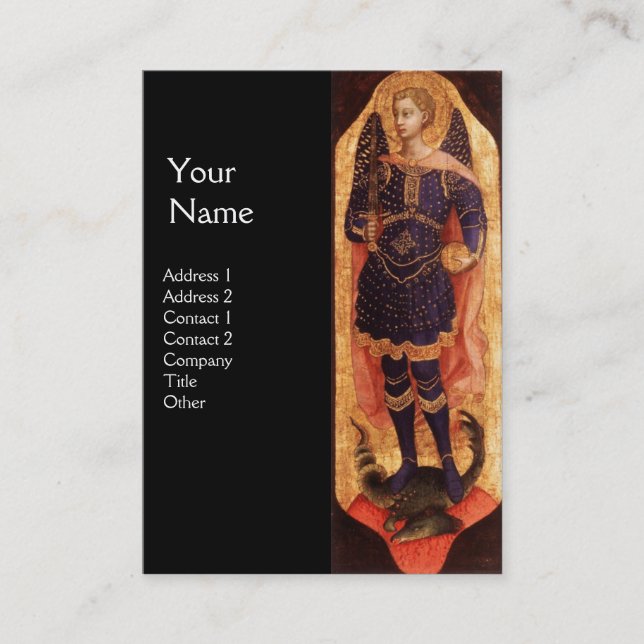 TARJETA DE VISITA SAINT MICHAEL EL ARCHANGEL CON DRAGON MONOGRAM (Anverso)