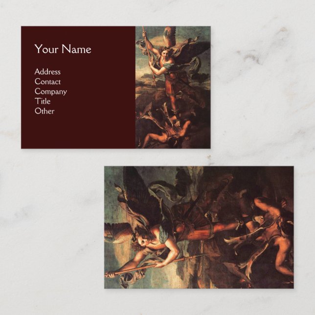 Tarjeta De Visita SAINT MICHAEL VANGUISHING SATAN Brown
