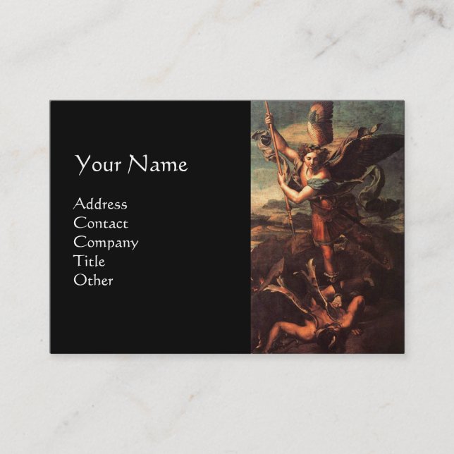 Tarjeta De Visita SAINT MICHAEL VANGUISHING SATAN, negro (Anverso)
