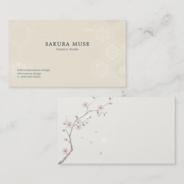 Tarjeta De Visita Sakura Business Card – Minimal Japanese Premium  (Anverso / Reverso)