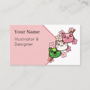 Tarjeta De Visita Sakura Cat Dango - Kawaii Japón Primavera