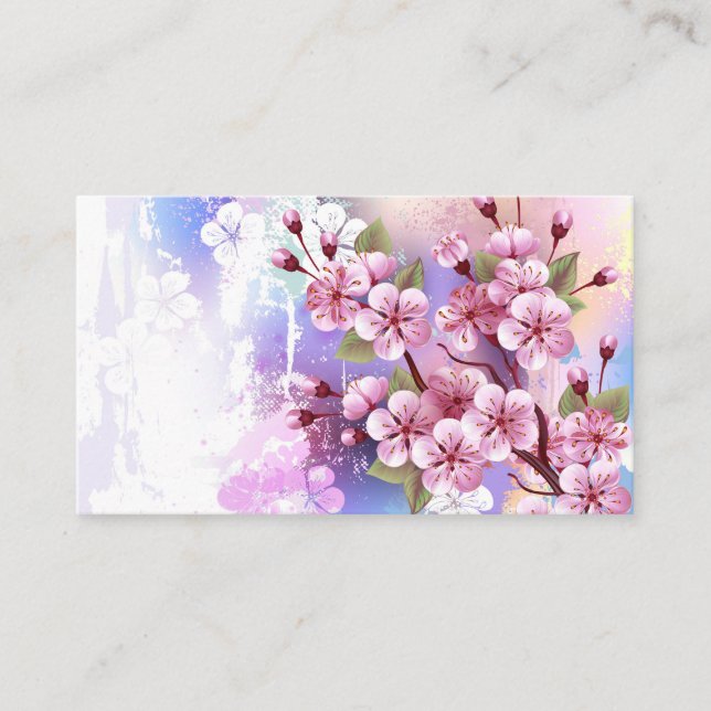 Tarjeta De Visita Sakura rosa sobre fondo de pintura (Anverso)
