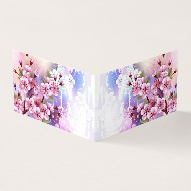 Tarjeta De Visita Sakura rosa sobre fondo de pintura (Exterior)