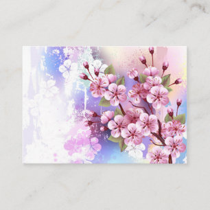 Tarjeta De Visita Sakura rosa sobre fondo de pintura