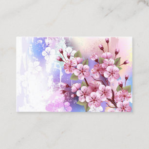 Tarjeta De Visita Sakura rosa sobre fondo de pintura