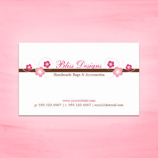 Tarjeta de visita Sakura rosa y marrón