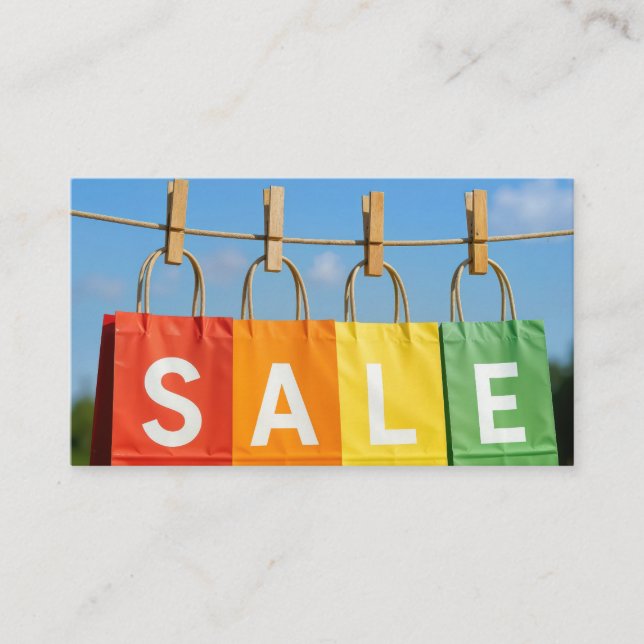 Tarjeta De Visita Sale Shopping Bags On Clothesline (Anverso)